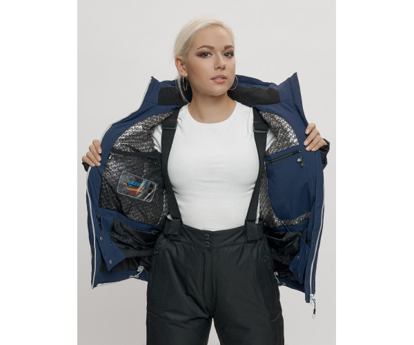 Горнолыжный костюм женский темно-синего цвета 668TS