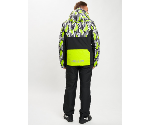 Горнолыжный костюм анорак мужской зеленого цвета 077027Z