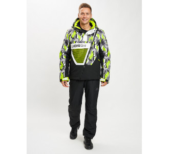 Горнолыжный костюм анорак мужской зеленого цвета 077027Z