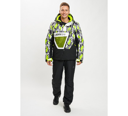 Горнолыжный костюм анорак мужской зеленого цвета 077027Z