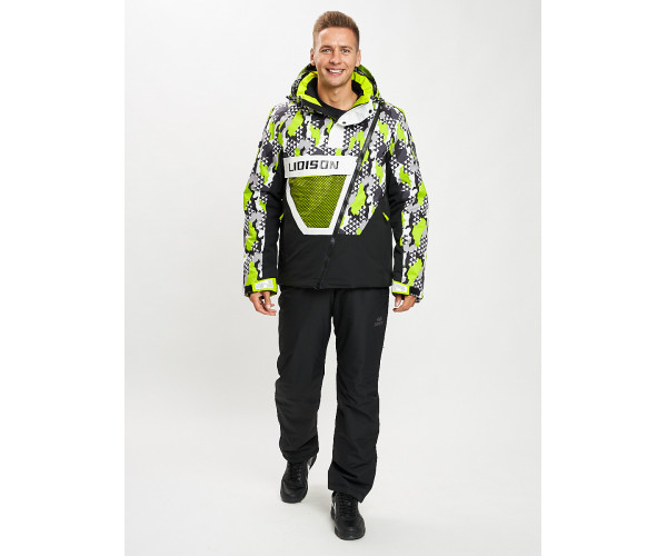 Горнолыжный костюм анорак мужской зеленого цвета 077027Z