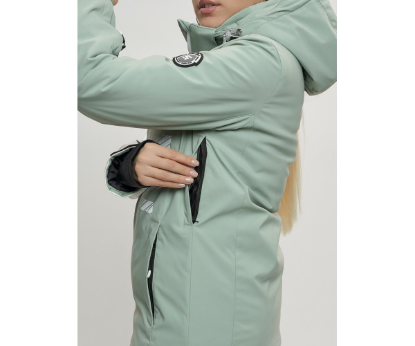 Горнолыжный костюм женский цвета хаки 668Kh