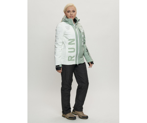 Горнолыжный костюм женский цвета хаки 668Kh