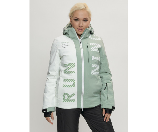 Горнолыжный костюм женский цвета хаки 668Kh