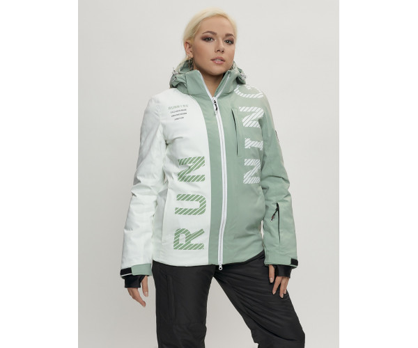 Горнолыжный костюм женский цвета хаки 668Kh