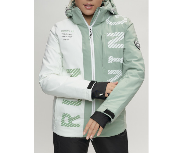 Горнолыжный костюм женский цвета хаки 668Kh