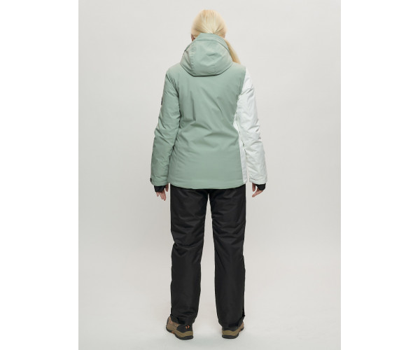 Горнолыжный костюм женский цвета хаки 668Kh