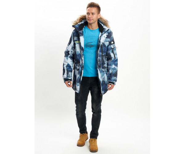 Mолодежная зимняя куртка мужская синего цвета 737S