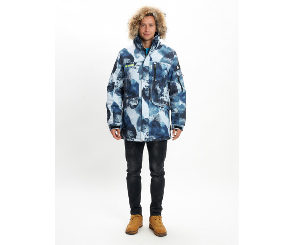 Mолодежная зимняя куртка мужская синего цвета 737S