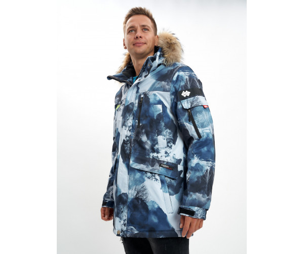 Mолодежная зимняя куртка мужская синего цвета 737S