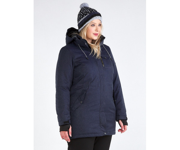 Женская зимняя парка большого размера темно-синего цвета 19491TS