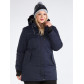 Женская зимняя парка большого размера темно-синего цвета 19491TS