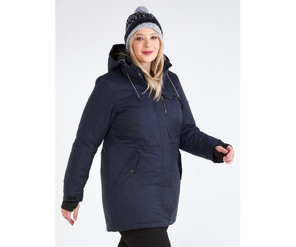 Женская зимняя парка большого размера темно-синего цвета 19491TS