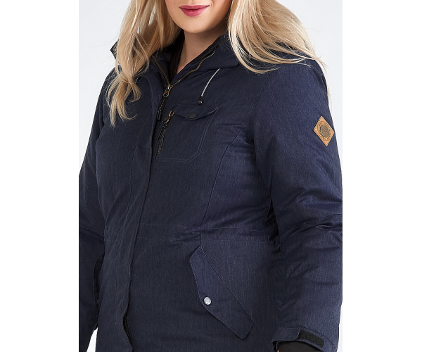 Женская зимняя парка большого размера темно-синего цвета 19491TS