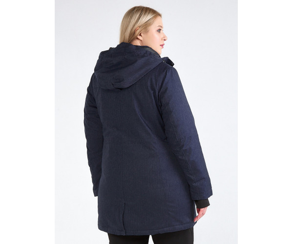 Женская зимняя парка большого размера темно-синего цвета 19491TS
