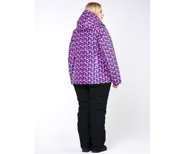Женский зимний костюм горнолыжный большого размера фиолетового цвета 018112F