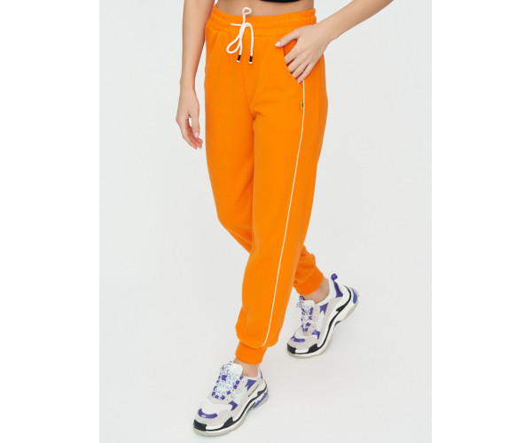 Спортивные брюки женские оранжевого цвета 1306O