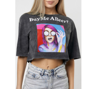 Топ футболка женская серого цвета 76010Sr