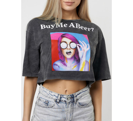 Топ футболка женская серого цвета 76010Sr