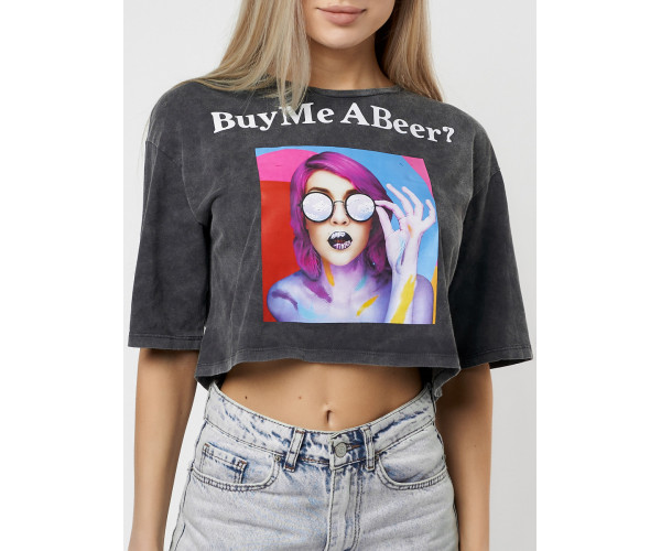 Топ футболка женская серого цвета 76010Sr