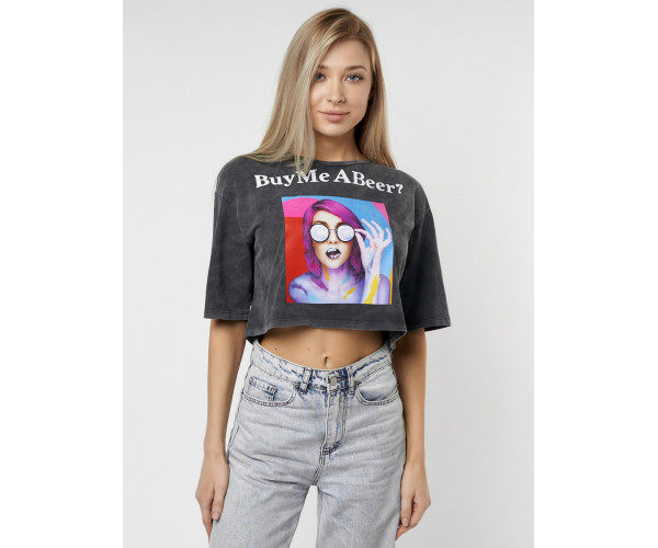 Топ футболка женская серого цвета 76010Sr