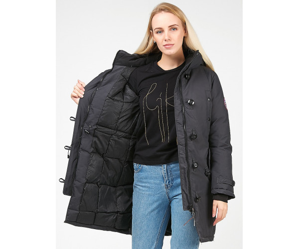 Женская зимняя парка черного цвета 1806Ch
