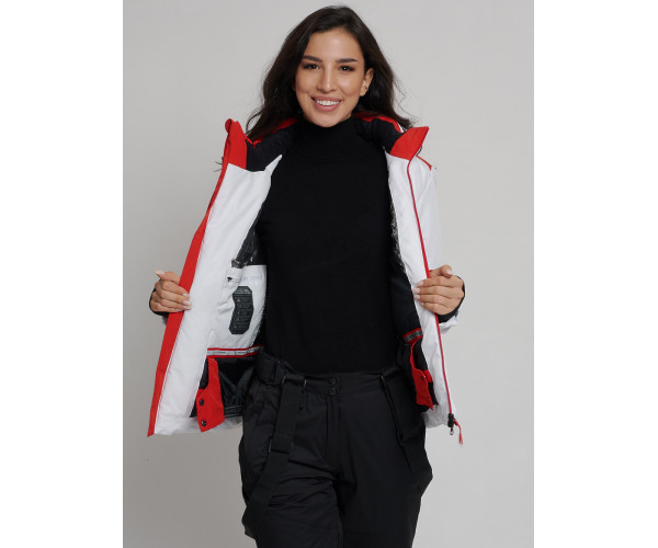 Горнолыжный костюм женский белого цвета 077033Bl