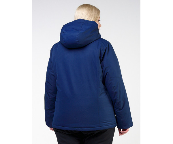 Женский зимний костюм горнолыжный большого размера темно-синего цвета 011982TS