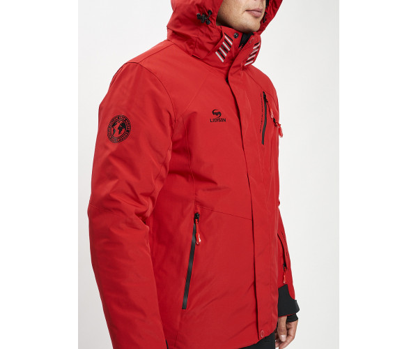 Горнолыжная куртка мужская красного цвета 77010Kr
