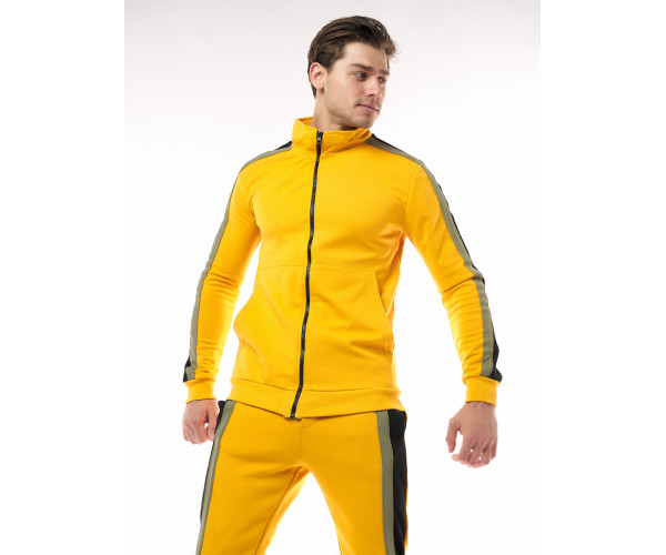 Спортивный костюм трикотажный горчичного цвета 9157G