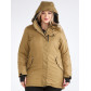 Женская зимняя парка большого размера горчичного цвета 19491G