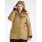 Женская зимняя парка большого размера горчичного цвета 19491G
