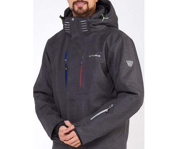 Мужская зимняя горнолыжная куртка большого размера темно-серого цвета 19471TC