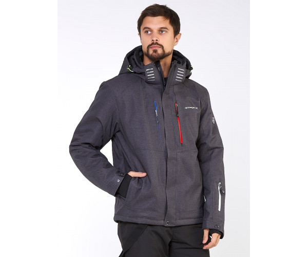 Мужская зимняя горнолыжная куртка большого размера темно-серого цвета 19471TC