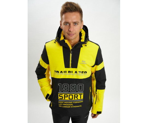 Горнолыжный костюм анорак мужской желтого цвета 077024J