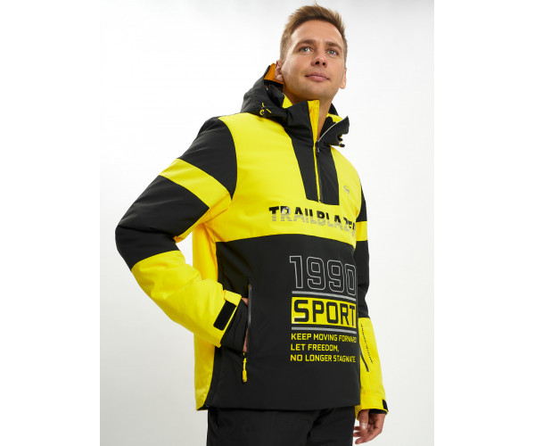 Горнолыжный костюм анорак мужской желтого цвета 077024J