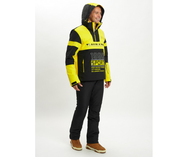 Горнолыжный костюм анорак мужской желтого цвета 077024J