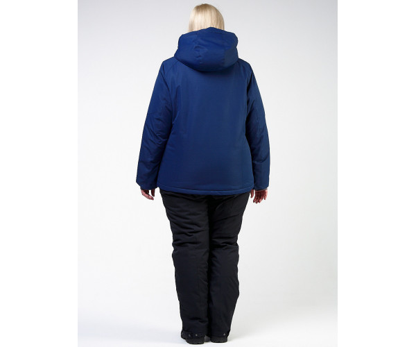 Женский зимний костюм горнолыжный большого размера темно-синего цвета 011982TS
