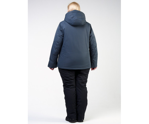 Женский зимний костюм горнолыжный большого размера темно-серого цвета 011982TC