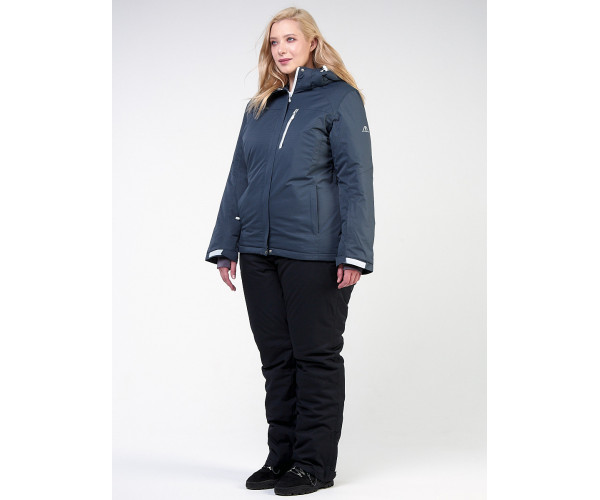 Женский зимний костюм горнолыжный большого размера темно-серого цвета 011982TC