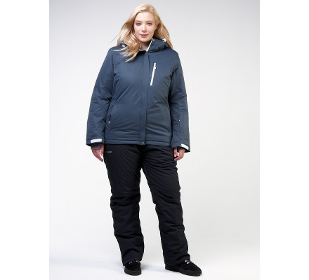 Женский зимний костюм горнолыжный большого размера темно-серого цвета 011982TC