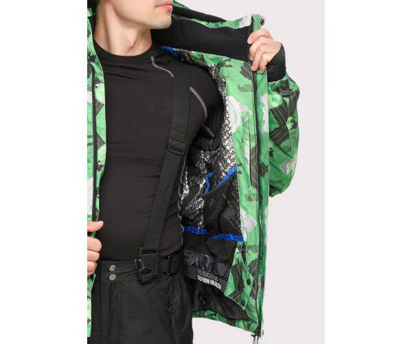 Мужской зимний костюм горнолыжный зеленого цвета 018108Z