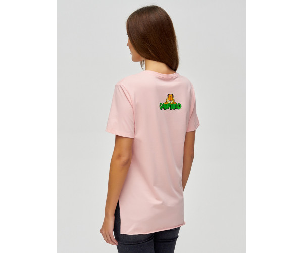 Женские футболки с принтом розового цвета 34001R