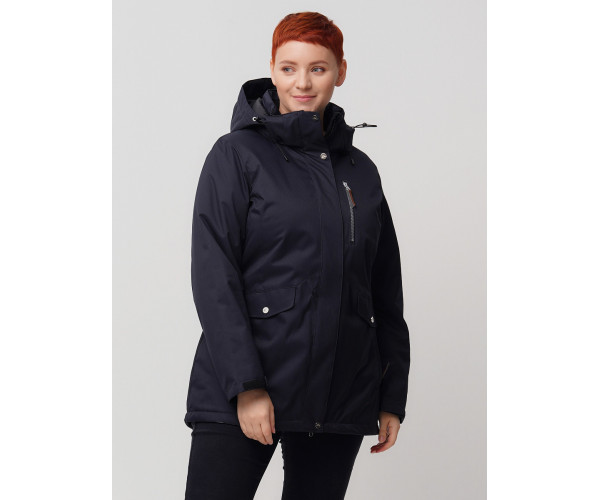 Горнолыжная куртка  bigsize темно-синего цвета 2047TS