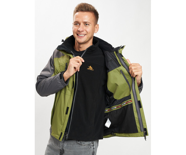 Куртка демисезонная 3 в 1 зеленого цвета 12005Z