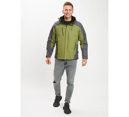 Куртка демисезонная 3 в 1 зеленого цвета 12005Z