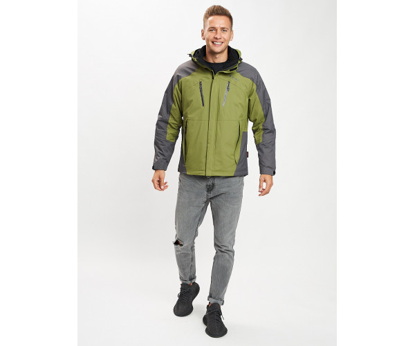Куртка демисезонная 3 в 1 зеленого цвета 12005Z