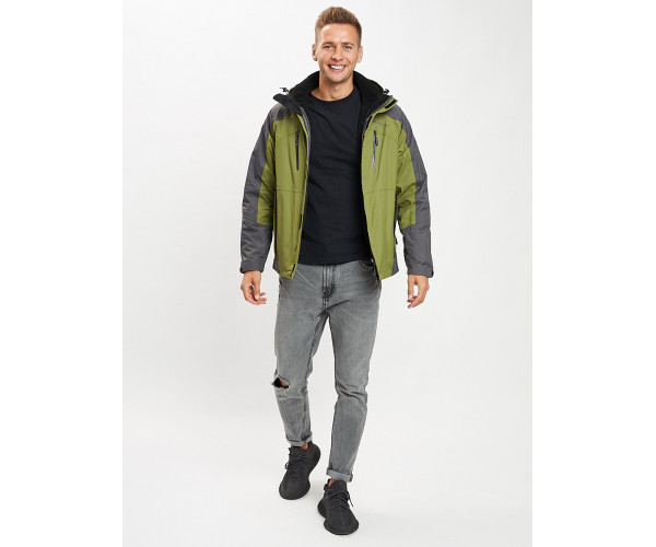 Куртка демисезонная 3 в 1 зеленого цвета 12005Z