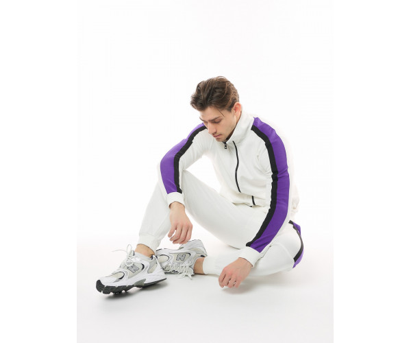 Спортивный костюм трикотажный белого цвета 9157Bl