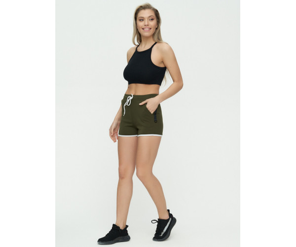 Спортивные шорты женские хаки цвета 3019Kh